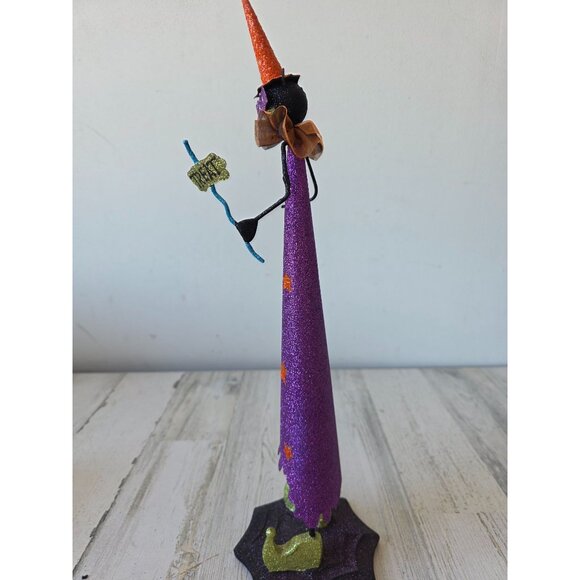 Pier 1 glitter cat witch Halloween metal statue figurine - Picture 4 of 9
